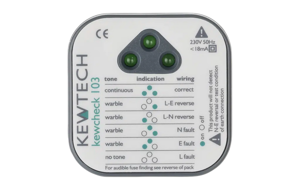 Kewtech KEWCHECK 103 Plug In Socket Tester + Buzzer