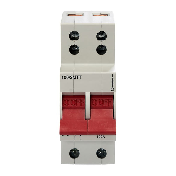Crabtree 100-2MTT 100A DP Main Switch with Twin Supply Terminals and Live Tap Off