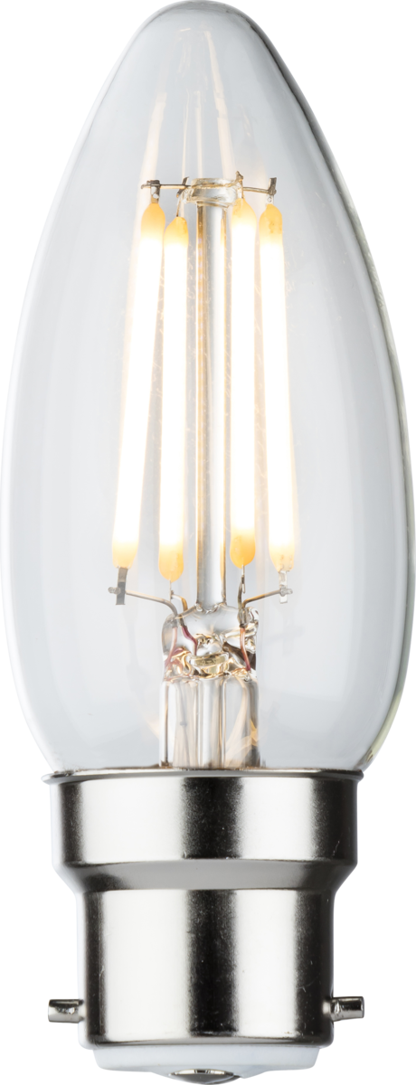 Knightsbridge MLA CLD4ABCC 230V 4W LED BC Clear Candle Filament Lamp 2700K Dimmable