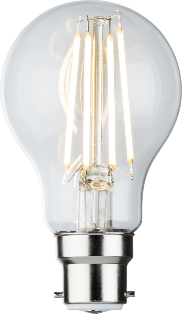 Knightsbridge MLA GLSD8ABCC 230V 8W LED BC B22 Clear GLS Filament Lamp 2700K Dimmable