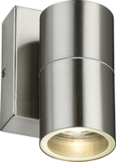 Knightsbridge MLA OWALL1BCP 230V IP54 GU10 Fixed Single Wall Light with Photocell Sensor - Brushed Chrome