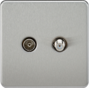 Knightsbridge MLA SF0140BC Screwless TV & SAT TV Outlet (Isolated) - Brushed Chrome