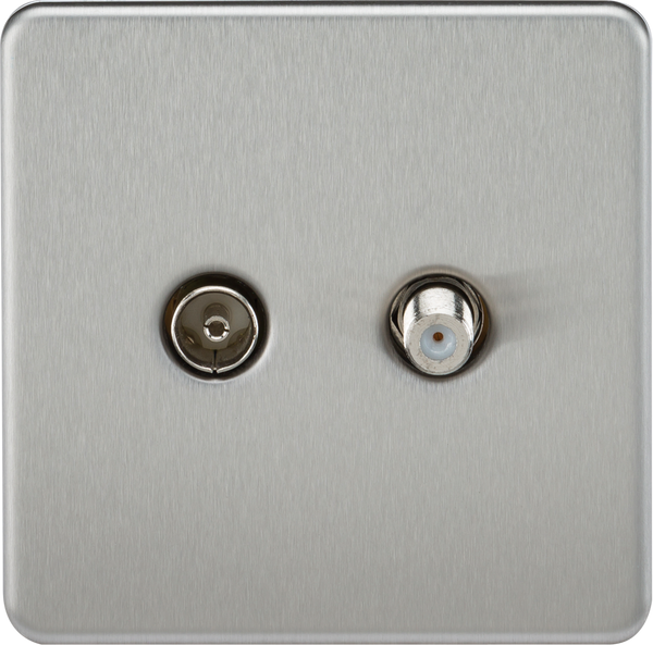 Knightsbridge MLA SF0140BC Screwless TV & SAT TV Outlet (Isolated) - Brushed Chrome