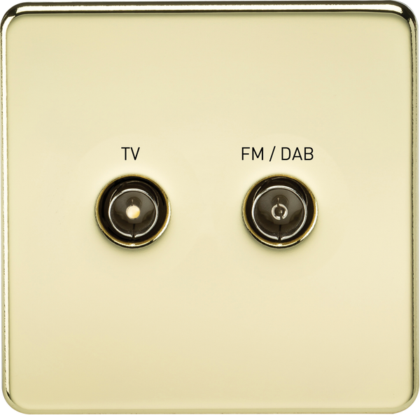 Knightsbridge MLA SF0160PB Screwless Screened Diplex Outlet (TV and FM DAB) - Polished Brass