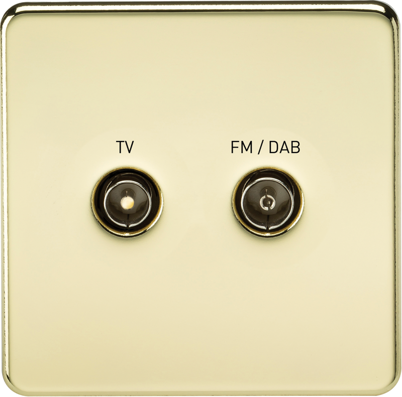 Knightsbridge MLA SF0160PB Screwless Screened Diplex Outlet (TV and FM DAB) - Polished Brass