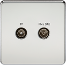 Knightsbridge MLA SF0160PC Screwless Screened Diplex Outlet (TV and FM DAB) - Polished Chrome