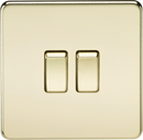 Knightsbridge MLA SF3000PB Screwless 10AX 2G 2-Way Switch - Polished Brass