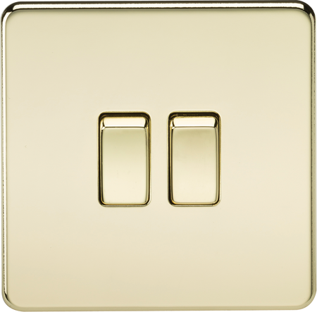 Knightsbridge MLA SF3000PB Screwless 10AX 2G 2-Way Switch - Polished Brass