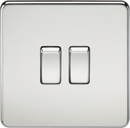 Knightsbridge MLA SF3000PC Screwless 10AX 2G 2-Way Switch - Polished Chrome