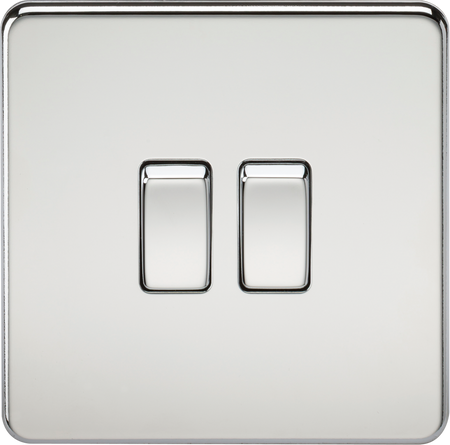 Knightsbridge MLA SF3000PC Screwless 10AX 2G 2-Way Switch - Polished Chrome