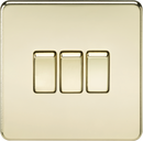 Knightsbridge MLA SF4000PB Screwless 10AX 3G 2-Way Switch - Polished Brass