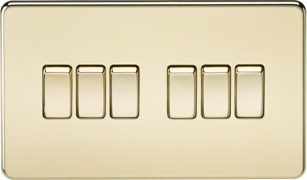 Knightsbridge MLA SF4200PB Screwless 10AX 6G 2-Way Switch - Polished Brass