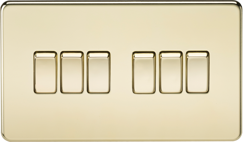 Knightsbridge MLA SF4200PB Screwless 10AX 6G 2-Way Switch - Polished Brass