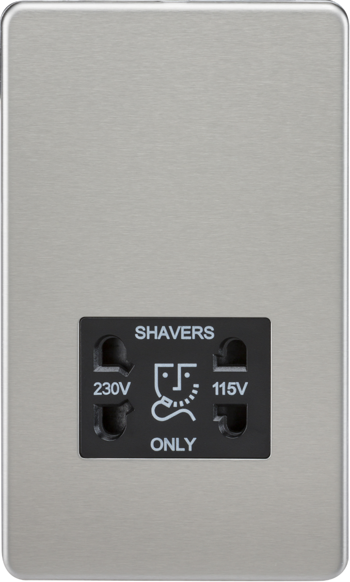 Knightsbridge MLA SF8900BC Screwless 115V/230V Dual Voltage Shaver Socket - Brushed Chrome