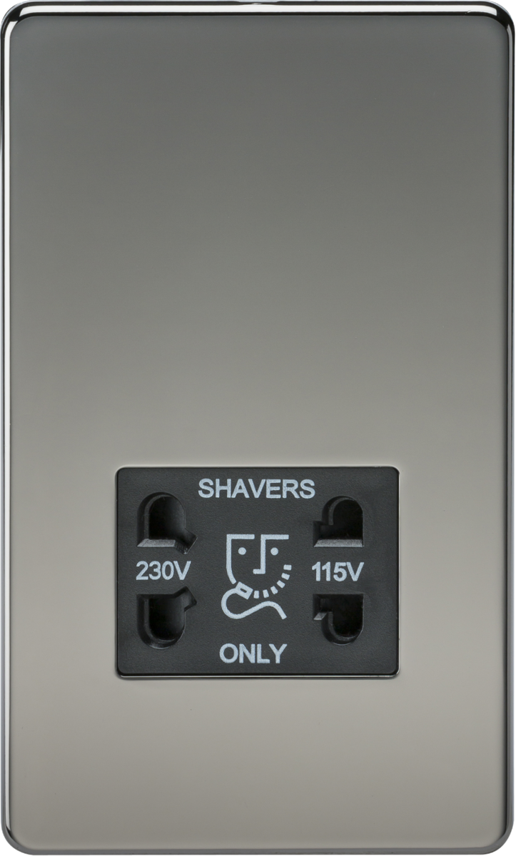 Knightsbridge MLA SF8900BN Screwless 115V/230V Dual Voltage Shaver Socket - Black Nickel