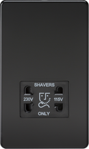 Knightsbridge MLA SF8900MB Screwless 115V/230V Dual Voltage Shaver Socket - Matt Black