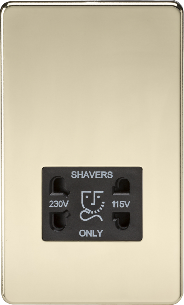 Knightsbridge MLA SF8900PB Screwless 115V/230V Dual Voltage Shaver Socket - Polished Brass