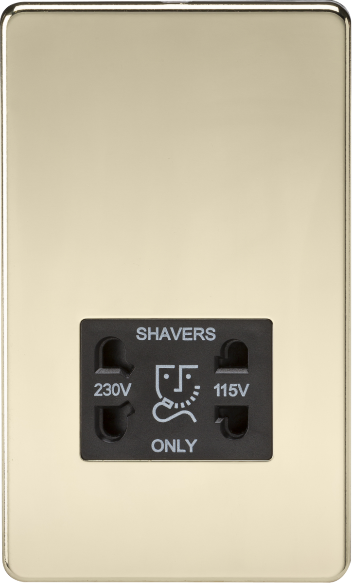 Knightsbridge MLA SF8900PB Screwless 115V/230V Dual Voltage Shaver Socket - Polished Brass