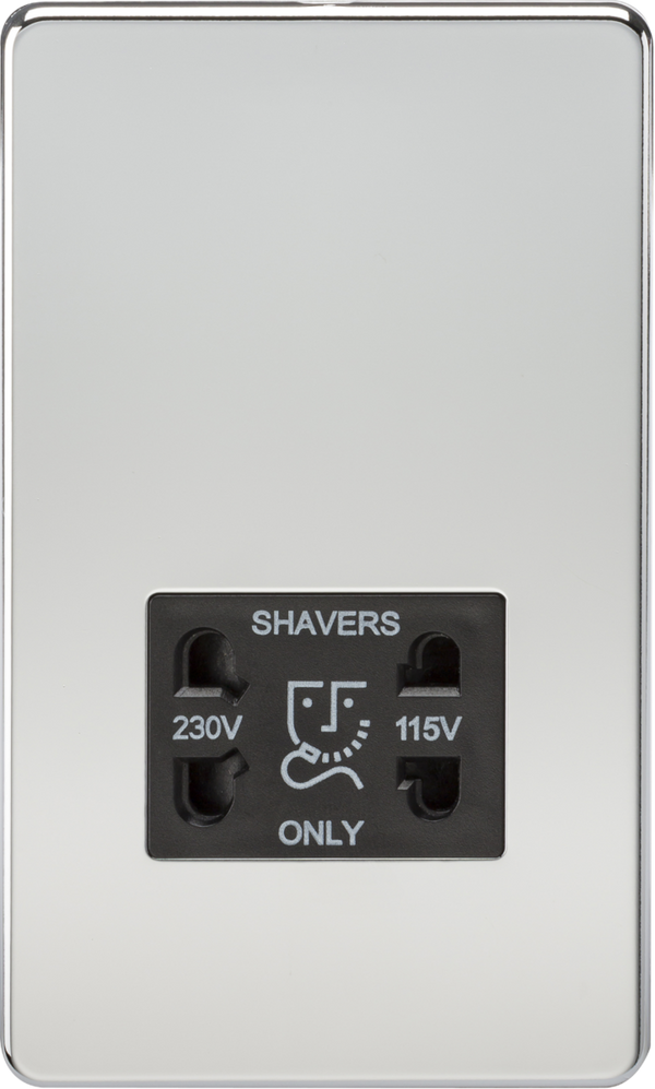 Knightsbridge MLA SF8900PC Screwless 115V/230V Dual Voltage Shaver Socket - Polished Chrome