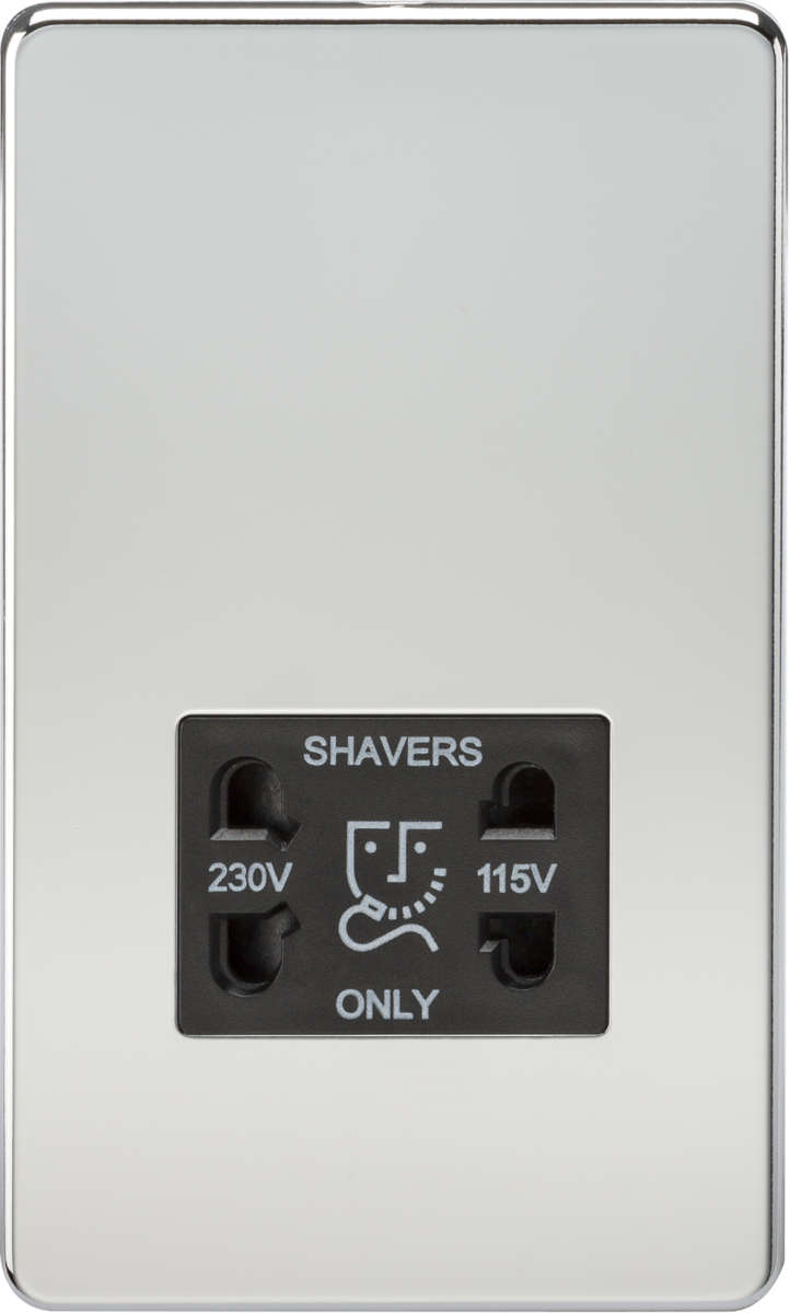 Knightsbridge MLA SF8900PC Screwless 115V/230V Dual Voltage Shaver Socket - Polished Chrome