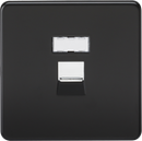 Knightsbridge MLA SFRJ45MB Screwless RJ45 network outlet - matt black with chrome shutter