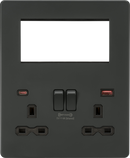 Knightsbridge MLA SFR994AT Screwless Small Multimedia Combination  Plate with FASTCHARGE - Anthracite