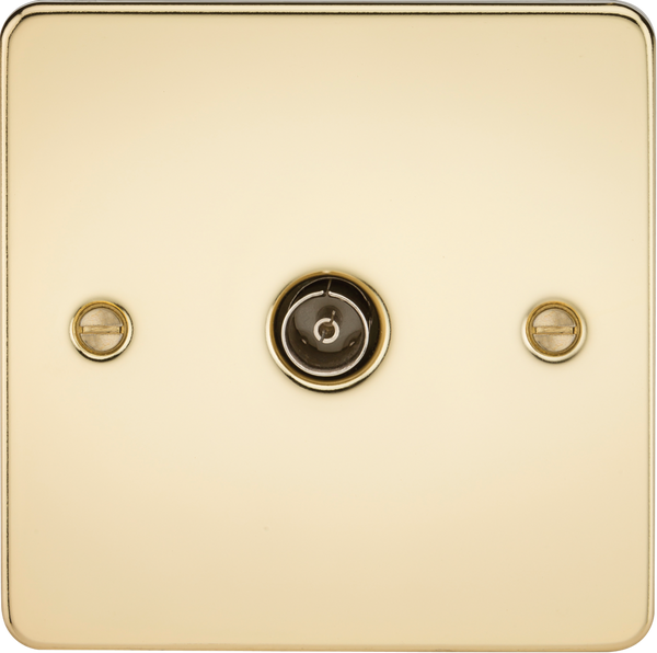 Knightsbridge MLA FP0100PB Flat Plate 1G TV Outlet (non-isolated) - Polished Brass