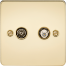 Knightsbridge MLA FP0140PB Flat Plate TV and SAT TV Outlet (isolated) - Polished Brass