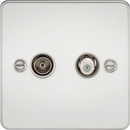 Knightsbridge MLA FP0140PC Flat Plate TV and SAT TV Outlet (isolated) - Polished Chrome