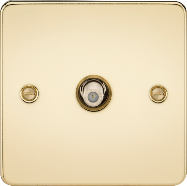 Knightsbridge MLA FP0150PB Flat Plate 1G SAT TV Outlet (non-isolated) - Polished Brass