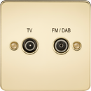 Knightsbridge MLA FP0160PB Flat Plate Screened Diplex Outlet (TV, FM DAB) - Polished Brass