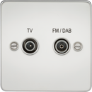 Knightsbridge MLA FP0160PC Flat Plate Screened Diplex Outlet (TV, FM DAB) - Polished Chrome