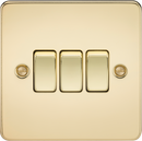 Knightsbridge MLA FP4000PB Flat Plate 10AX 3G 2-way switch - polished brass
