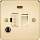 Knightsbridge MLA FP6300FPB Flat Plate 13A switched fused spur unit with neon and flex outlet - polished brass