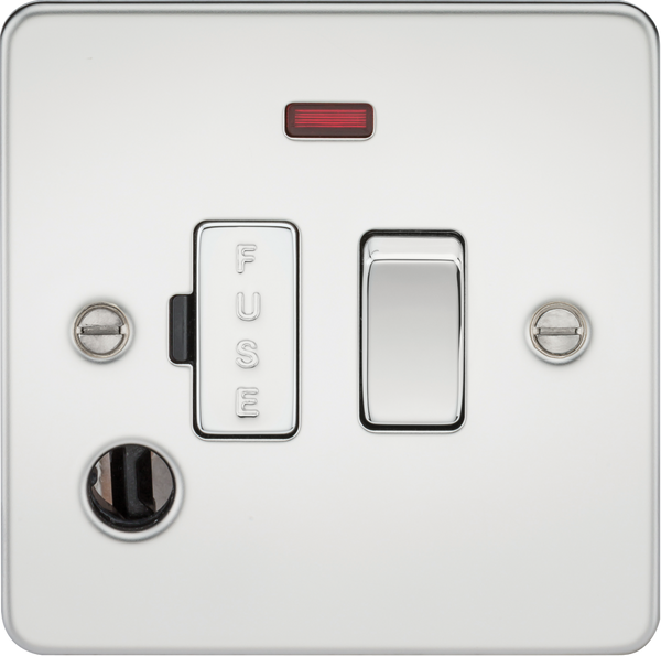 Knightsbridge MLA FP6300FPC Flat Plate 13A switched fused spur unit with neon and flex outlet - polished chrome