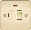 Knightsbridge MLA FP6300NPB Flat Plate 13A switched fused spur unit with neon - polished brass