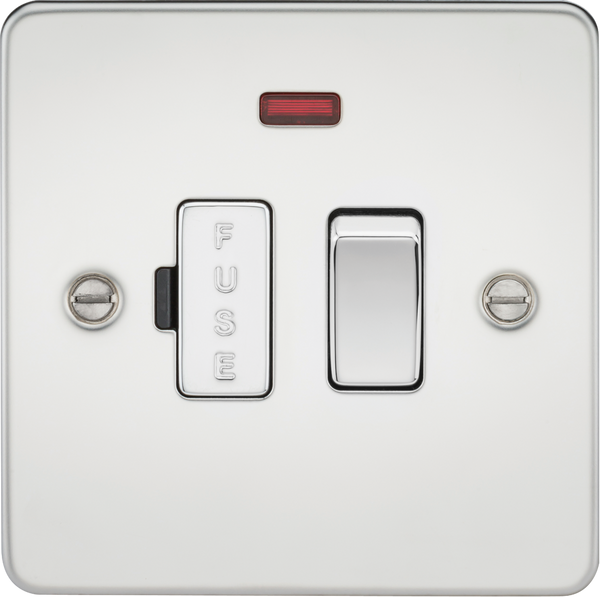 Knightsbridge MLA FP6300NPC Flat Plate 13A switched fused spur unit with neon - polished chrome