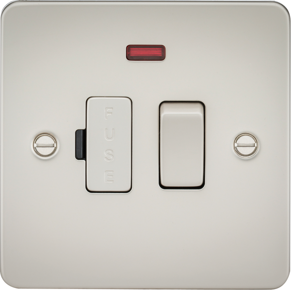 Knightsbridge MLA FP6300NPL Flat Plate 13A switched fused spur unit with neon - pearl