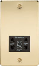 Knightsbridge MLA FP8900PB Flat Plate 115/230V dual voltage shaver socket - polished brass with black insert