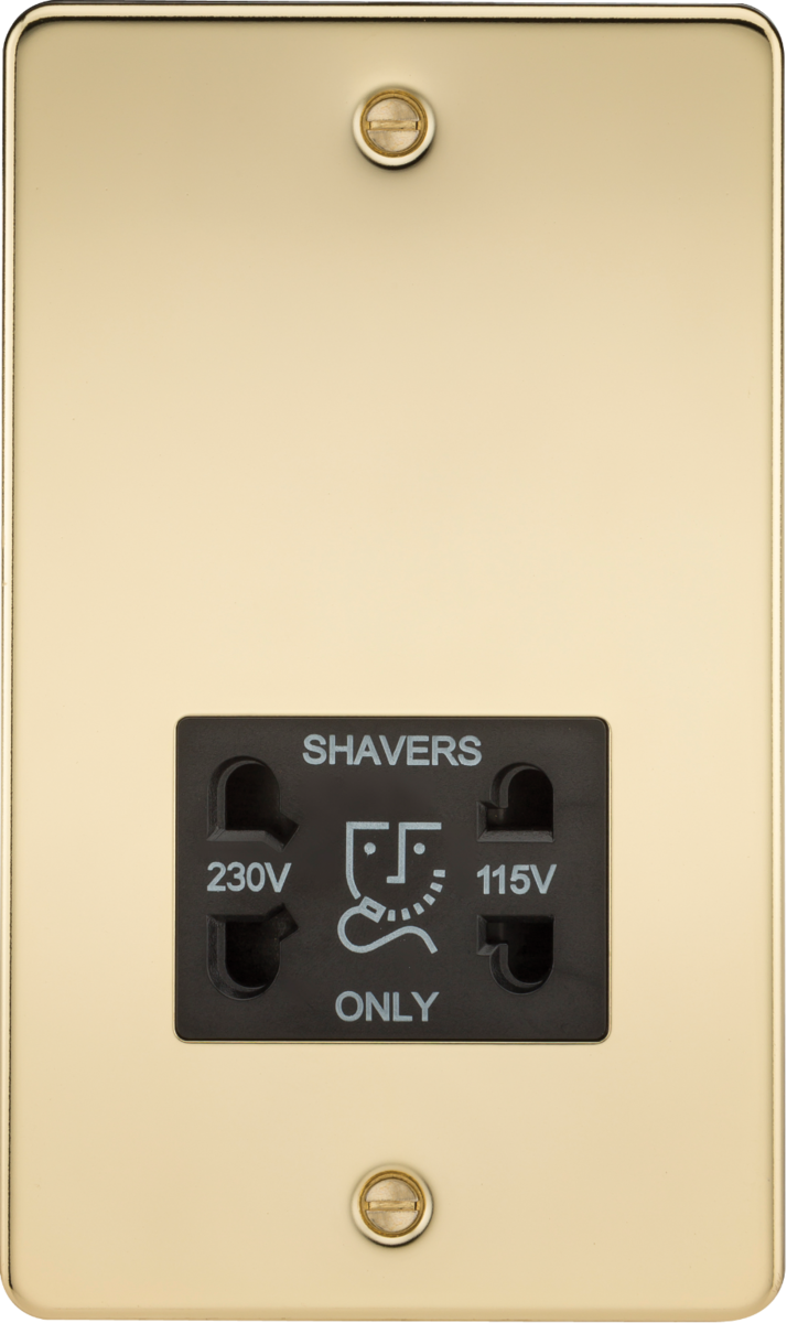 Knightsbridge MLA FP8900PB Flat Plate 115/230V dual voltage shaver socket - polished brass with black insert