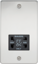 Knightsbridge MLA FP8900PC Flat Plate 115/230V dual voltage shaver socket - polished chrome with black insert