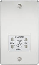 Knightsbridge MLA FP8900PCW Flat Plate 115/230V dual voltage shaver socket - polished chrome with white insert