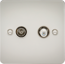 Knightsbridge MLA FP0140PL Flat Plate TV and SAT TV Outlet (isolated) - Pearl