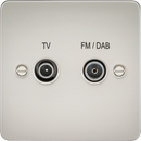 Knightsbridge MLA FP0160PL Flat Plate Screened Diplex Outlet (TV, FM DAB) - Pearl