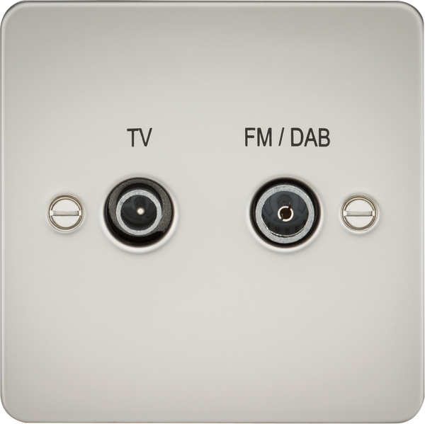 Knightsbridge MLA FP0160PL Flat Plate Screened Diplex Outlet (TV, FM DAB) - Pearl