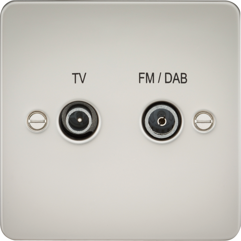 Knightsbridge MLA FP0160PL Flat Plate Screened Diplex Outlet (TV, FM DAB) - Pearl