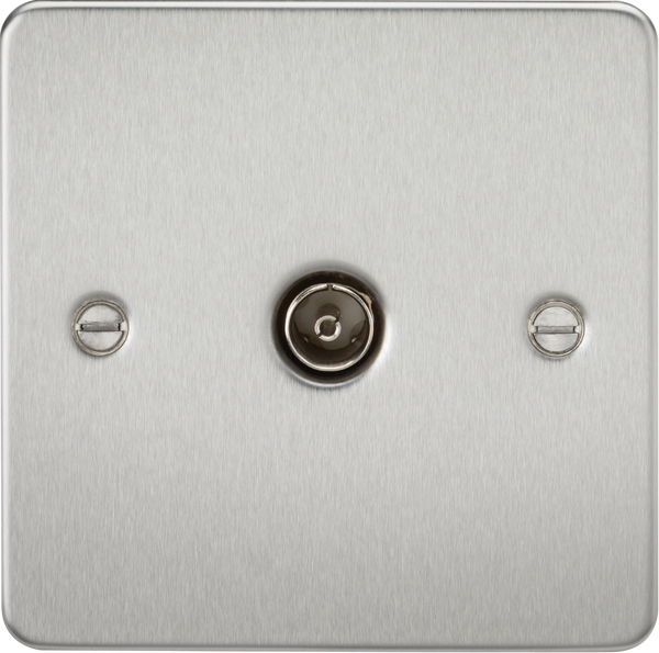 Knightsbridge MLA FP0100BC Flat Plate 1G TV Outlet (non-isolated) - Brushed Chrome