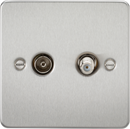Knightsbridge MLA FP0140BC Flat Plate TV and SAT TV Outlet (isolated) - Brushed Chrome
