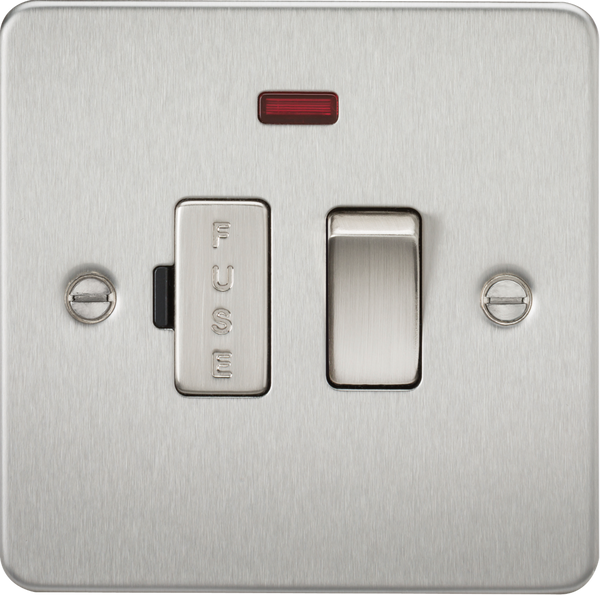 Knightsbridge MLA FP6300NBC Flat Plate 13A switched fused spur unit with neon - brushed chrome