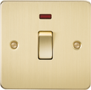 Knightsbridge MLA FP8341NBB Flat Plate 20A 1G DP switch with neon - brushed brass